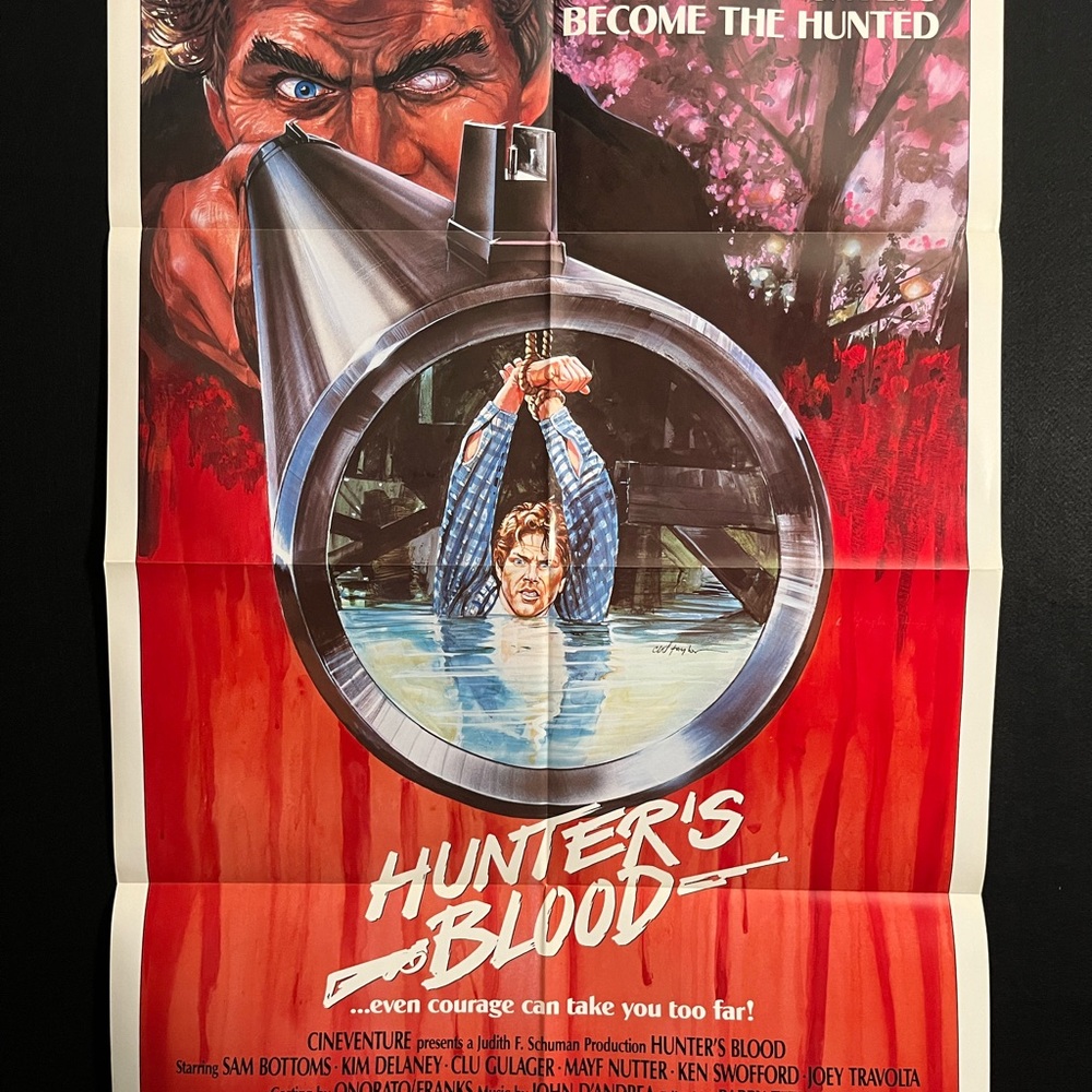 Hunter’s Blood 1986 One Sheet Movie Poster Horror Shotgun Gun NRA Hunting Camp